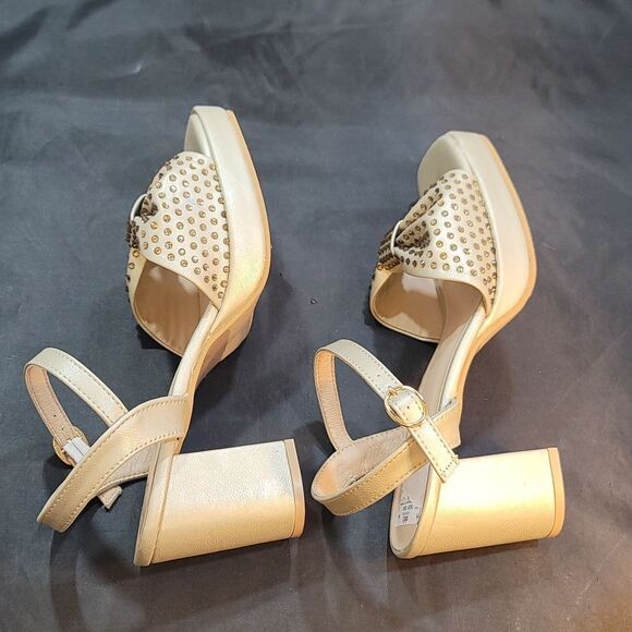 BRAND NEW WELLSFOUNTN RHINESTONE BOWNOT BLOCK HEEL OPEN-TOE SANDAL G1 - Picture 14 of 15